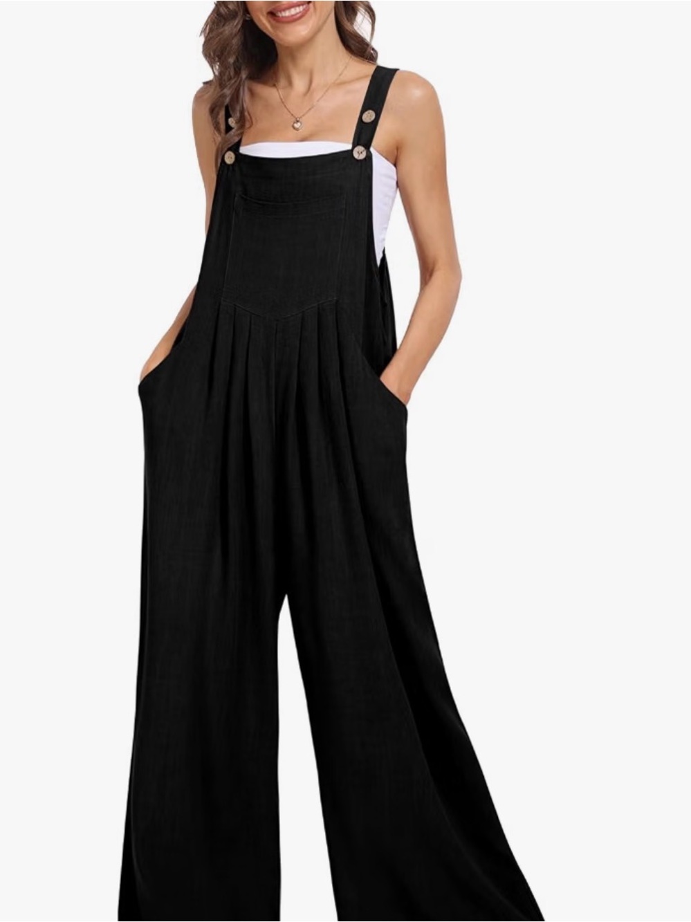 Wide Leg Black Overalls Jumpsuit